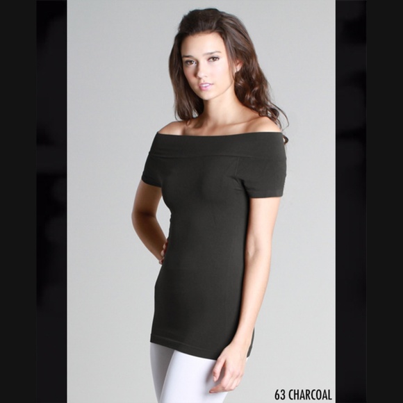 Charcoal Gray Off The Shoulder Tank One Size - Picture 2 of 2